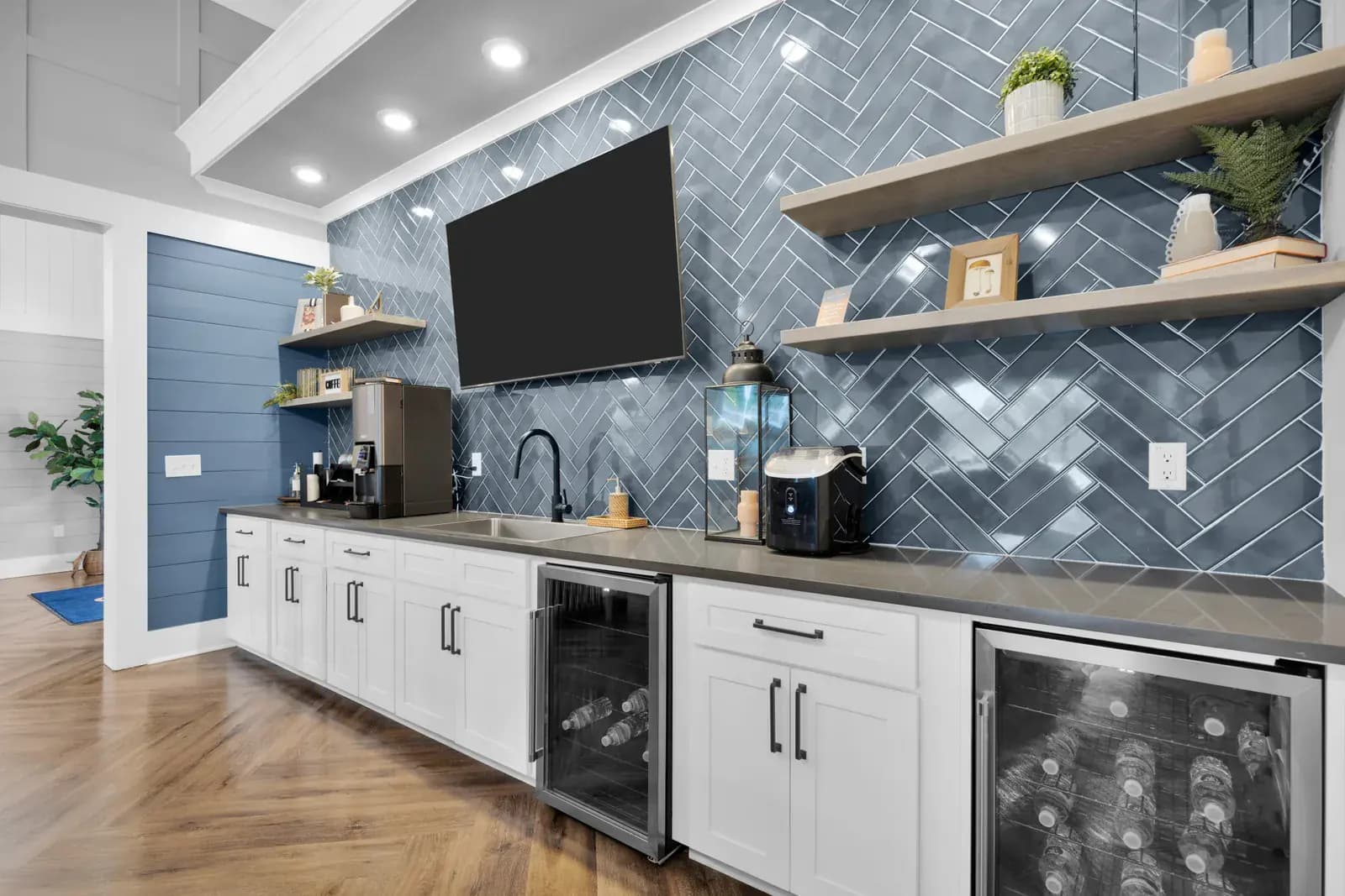 Complimentary coffee bar at a Pointe Grand community